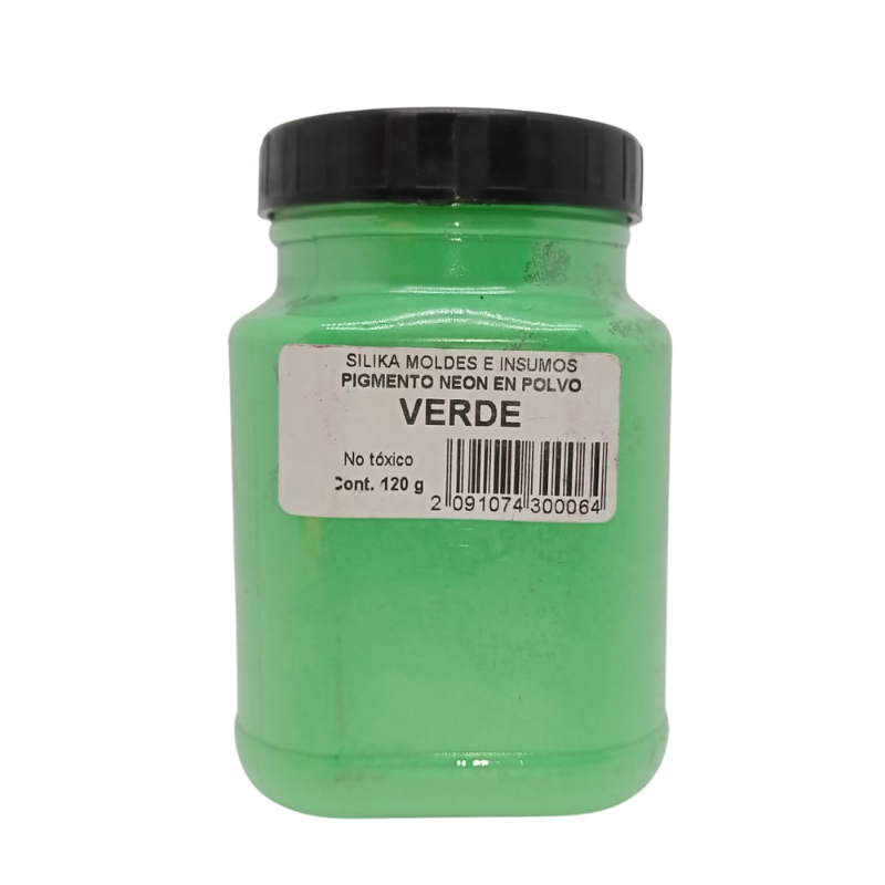 Pigmento Neón en Polvo para Silicona VERDE 120Gr-silika Pigmento Neón en Polvo para Silicona VERDE 120Gr-silika